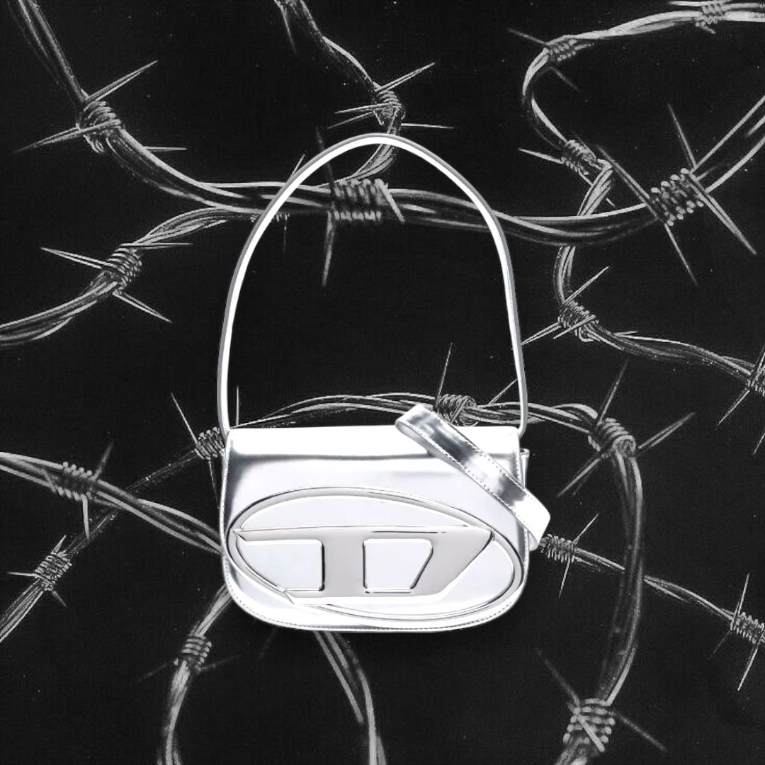 Diesel Silver Leather 1dr Shoulder Bag 13CM