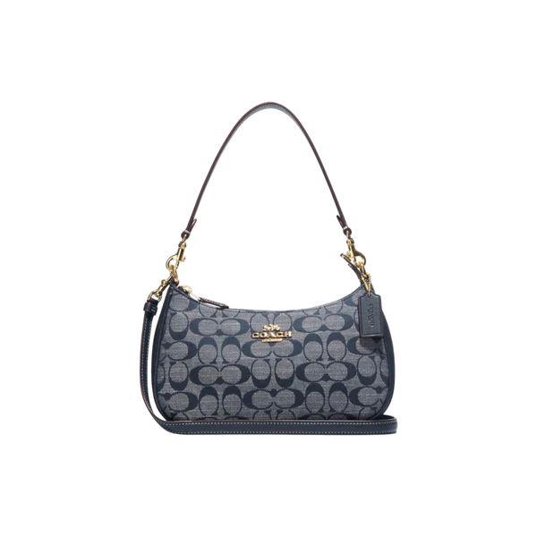 Coach Blue Canvas and Leather Teri Shoulder Bag Coach