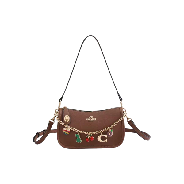 Coach Brown Charm Chain Shoulder Bag