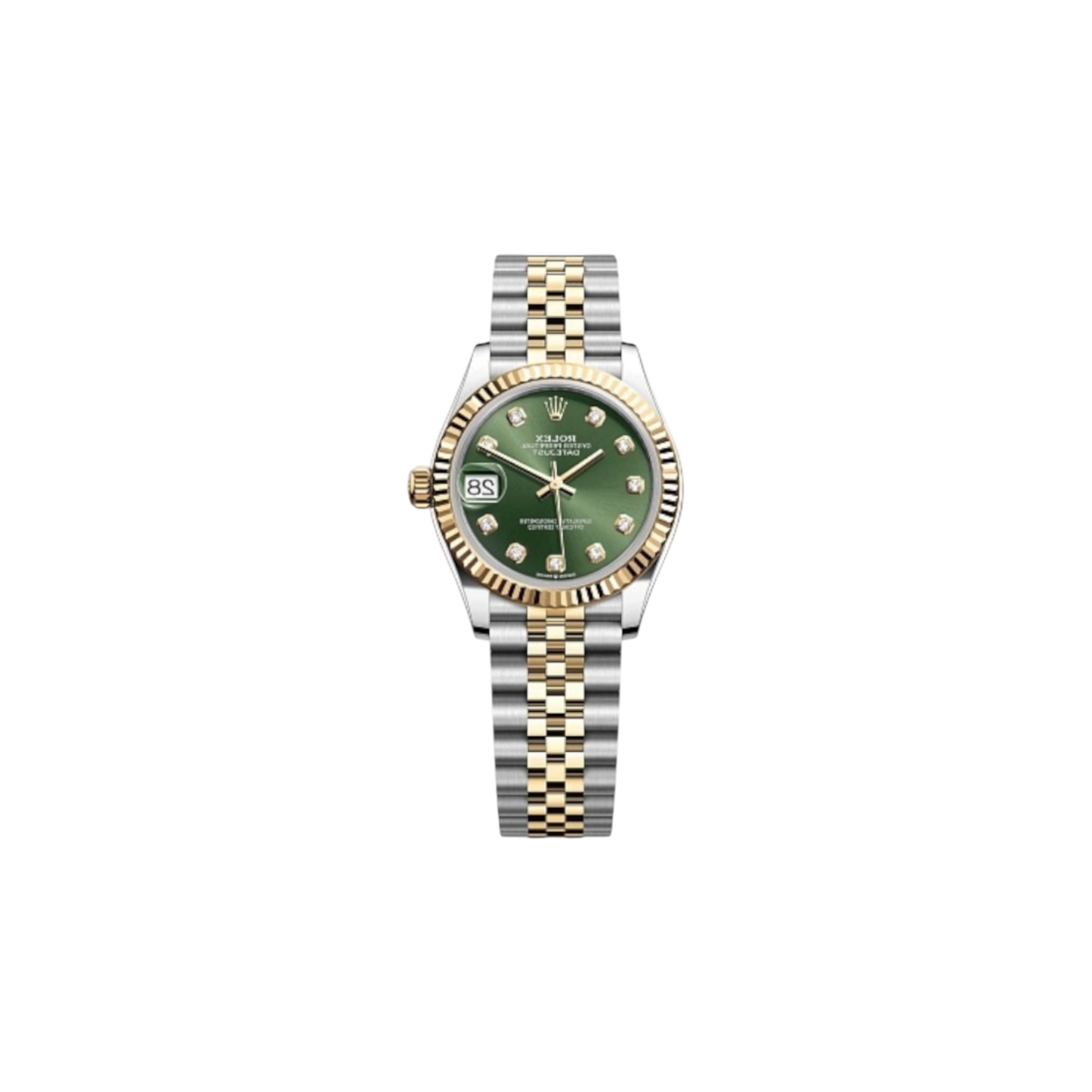 Rolex Datejust 31mm Steel and Yellow Gold Floral Green Diamond Dial Jubilee Bracelet