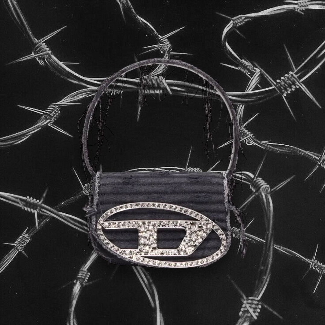 Diesel Black Leather 1dr Shoulder Bag 20CM
