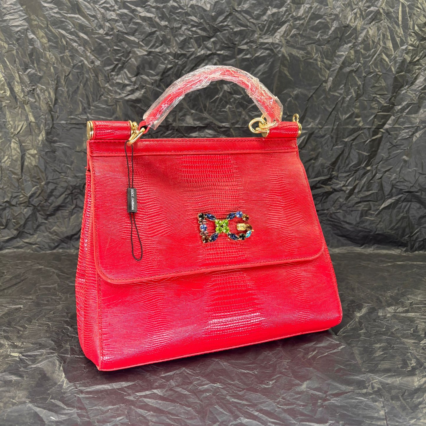 D&G Light Gray DG Crystal Medium Sicily Bag