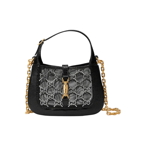Jackie 1961 mini lizard shoulder bag in black