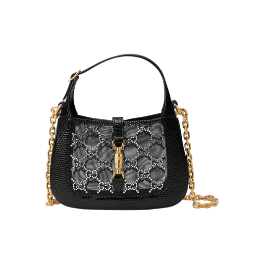 Jackie 1961 mini lizard shoulder bag in black