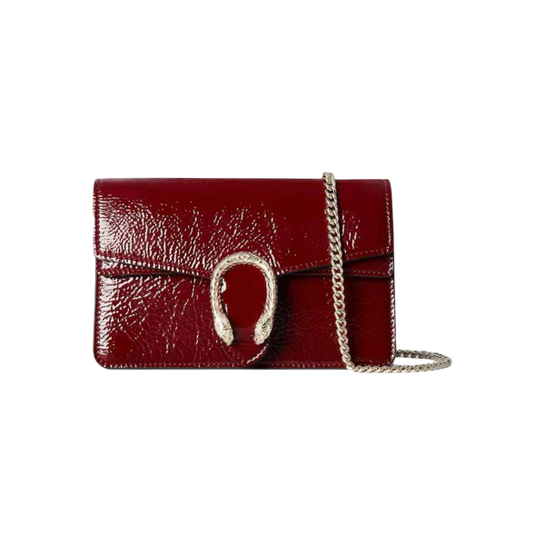 Gucci Dionysus Super Mini Bag Rosso Ancora in Patent Leather