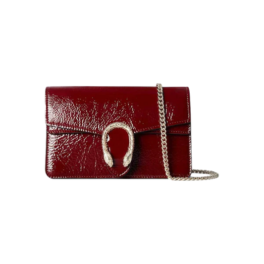 Gucci Dionysus Super Mini Bag Rosso Ancora in Patent Leather