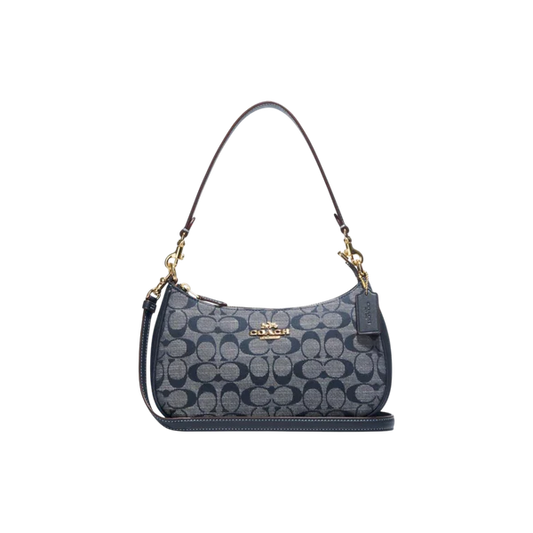 Coach Blue Canvas and Leather Teri Shoulder Bag Coach