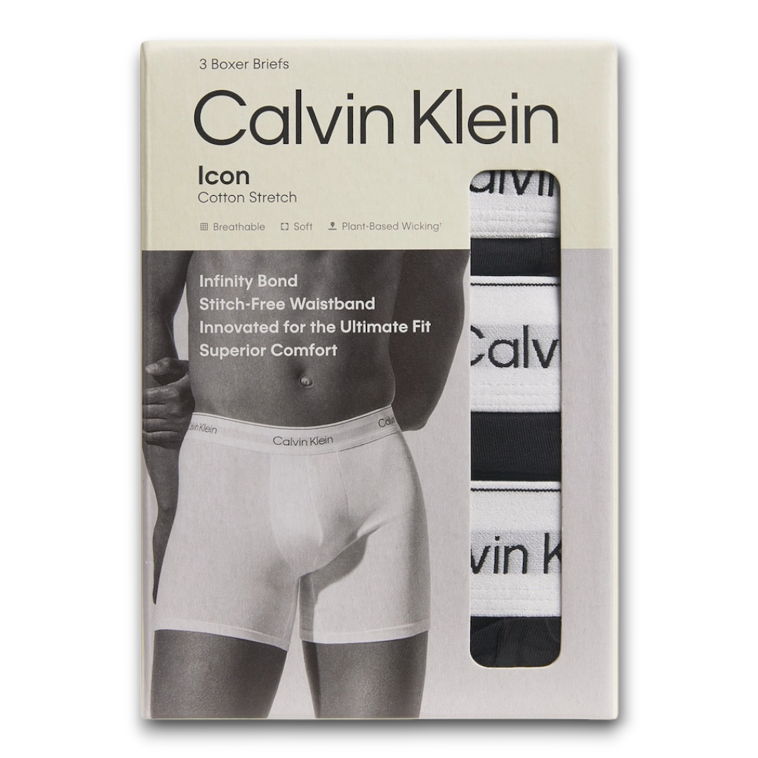 CALVIN KLEIN Stretch-Cotton Icon Boxer Briefs (Pack of 3)