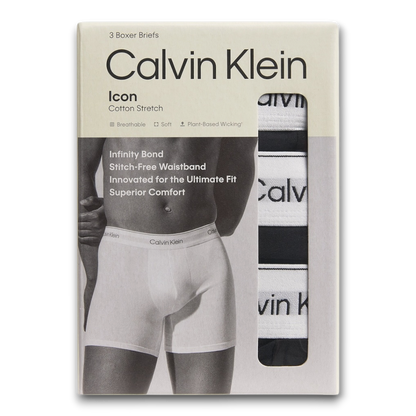 CALVIN KLEIN Stretch-Cotton Icon Boxer Briefs (Pack of 3)
