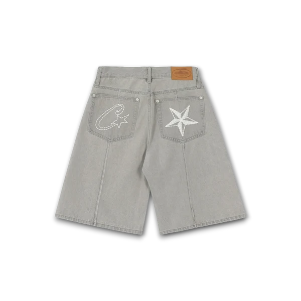Corteiz C-Star Denim Shorts Faded