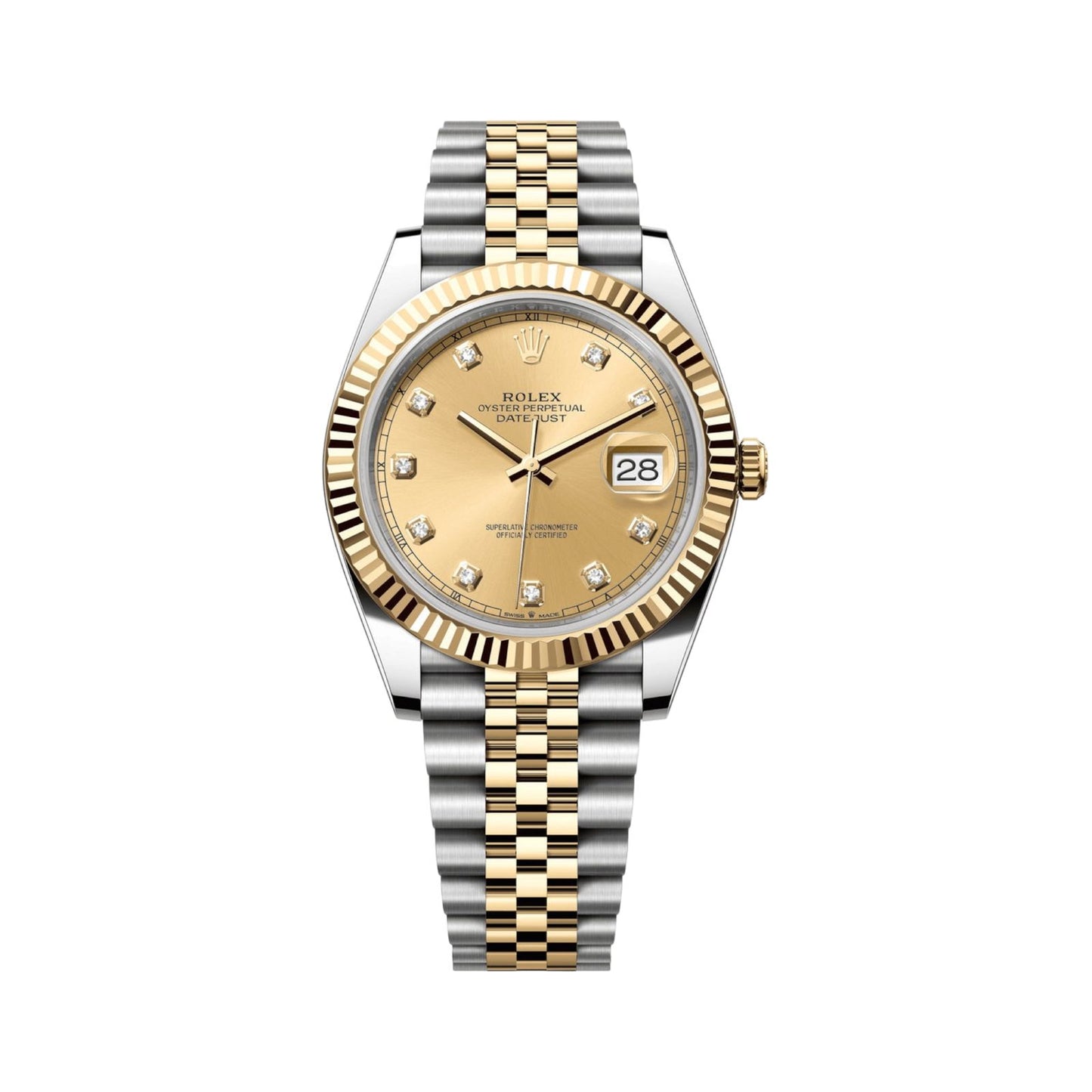Rolex Datejust 41mm Steel & Yellow Gold Champagne Diamond Dial Jubilee Bracelet