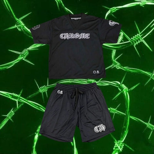 Chrome heart jersey set Black