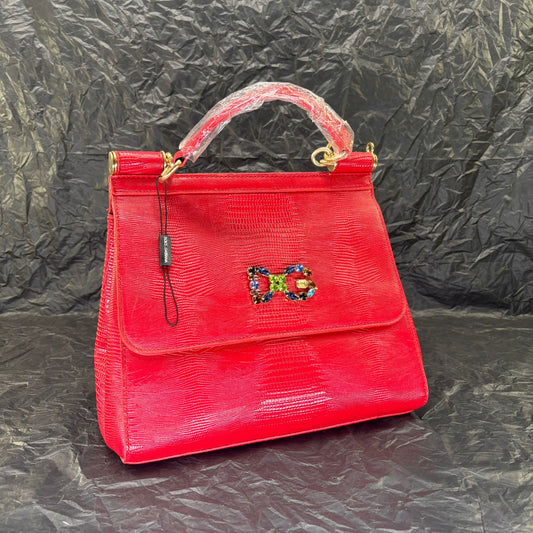 D&G Light Gray DG Crystal Medium Sicily Bag