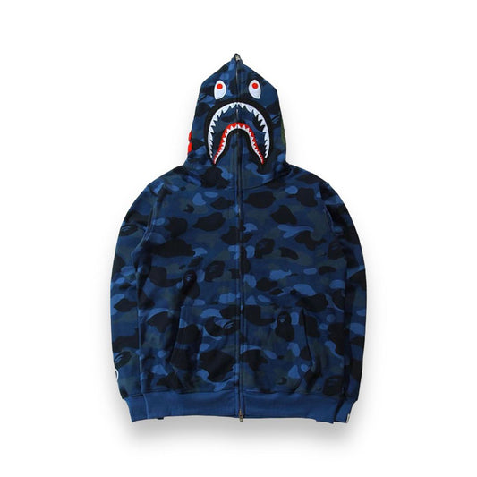 bape shark zip up hoodie BLUE